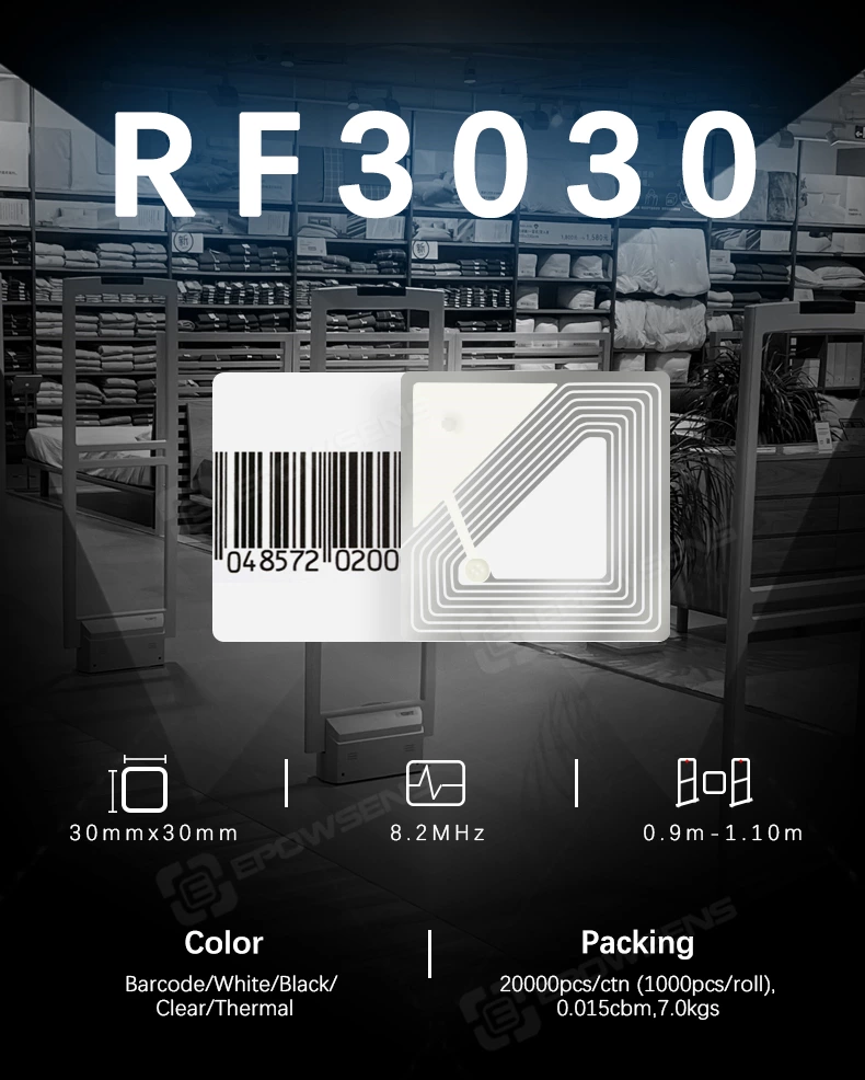 RF3030 Small size anti theft EAS soft rf security label