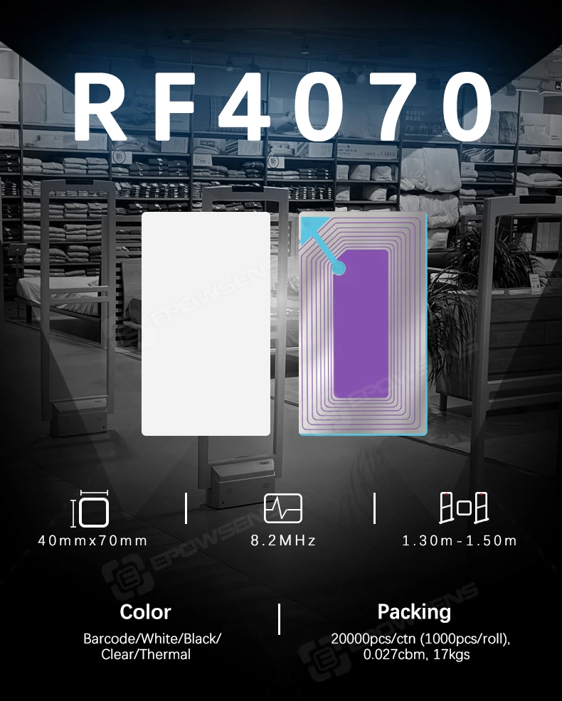 RF4070 Large 8.2mhz white anti theft rf soft label for retail eas label