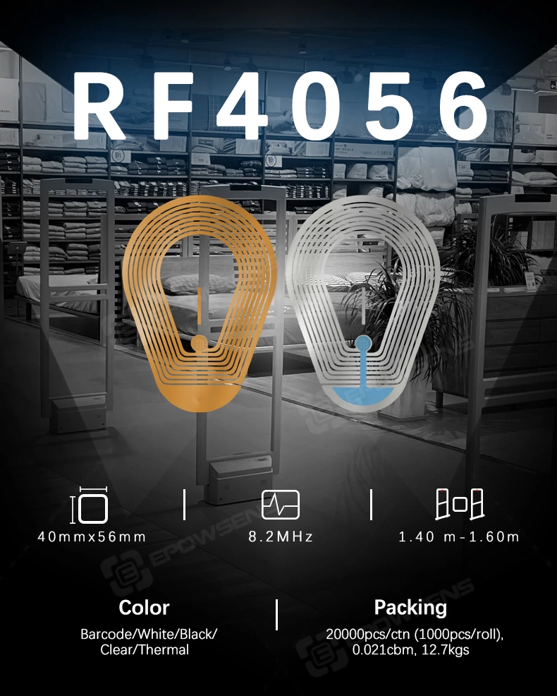 RF4056 Customized transparent 8.2MHz deactivatable EAS anti theft security sticker rf soft shoe label
