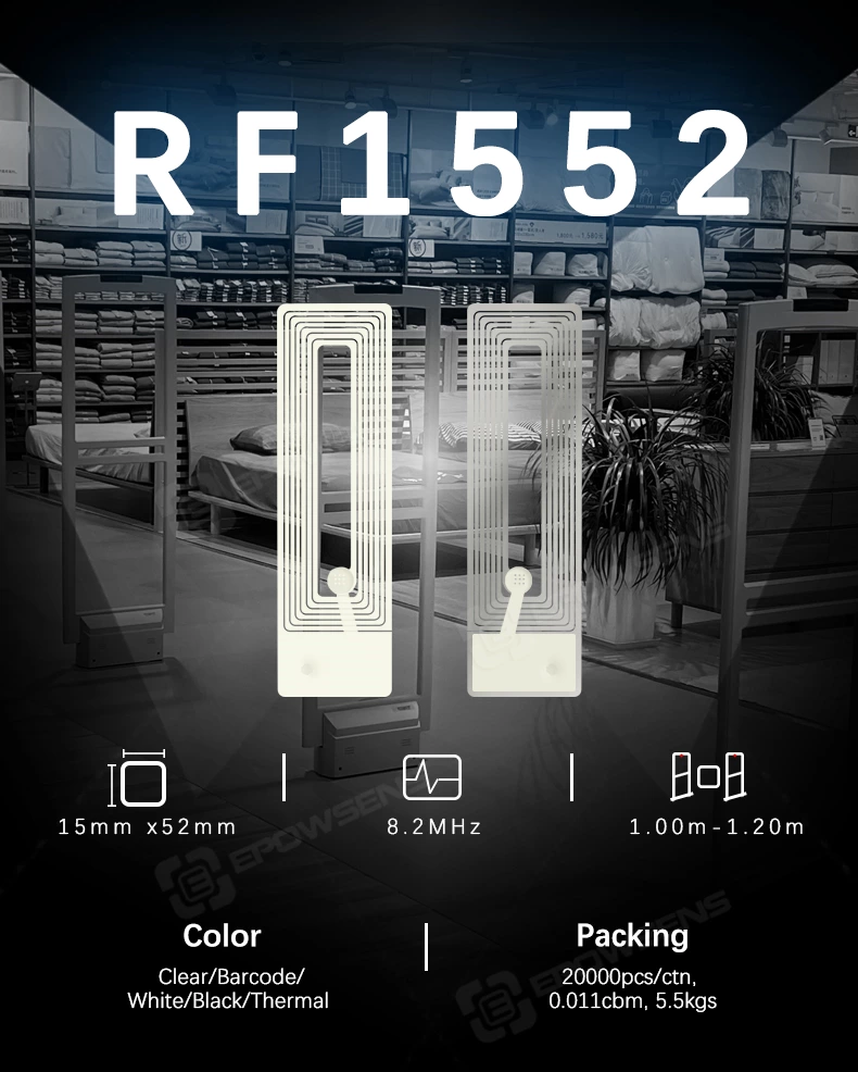RF1552 Cosmetic store security transparent white customziable eas rf label