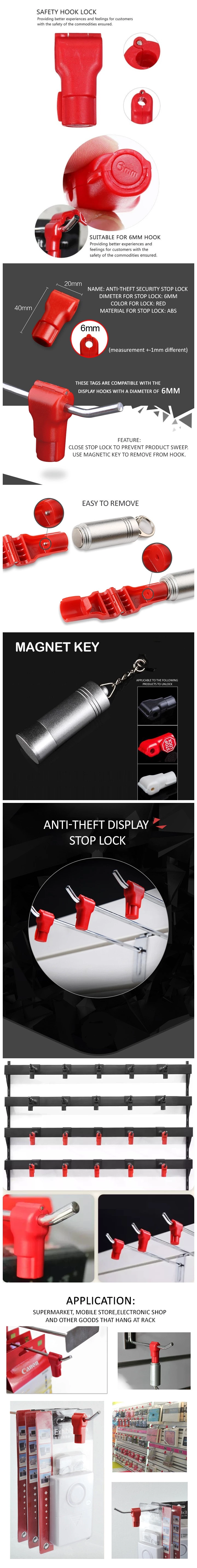HT041 Magnetic peg hook stop lock for stem hooks