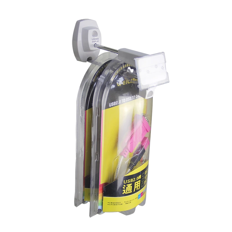 HK001 Retail security display stop lock shelf slatwall pegboard hook for supermarket