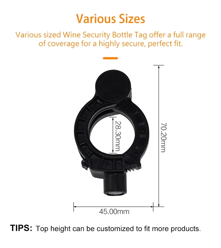 BT027 EAS RF security 8.2mhz anti-theft wine bottle tag with magnetic lock